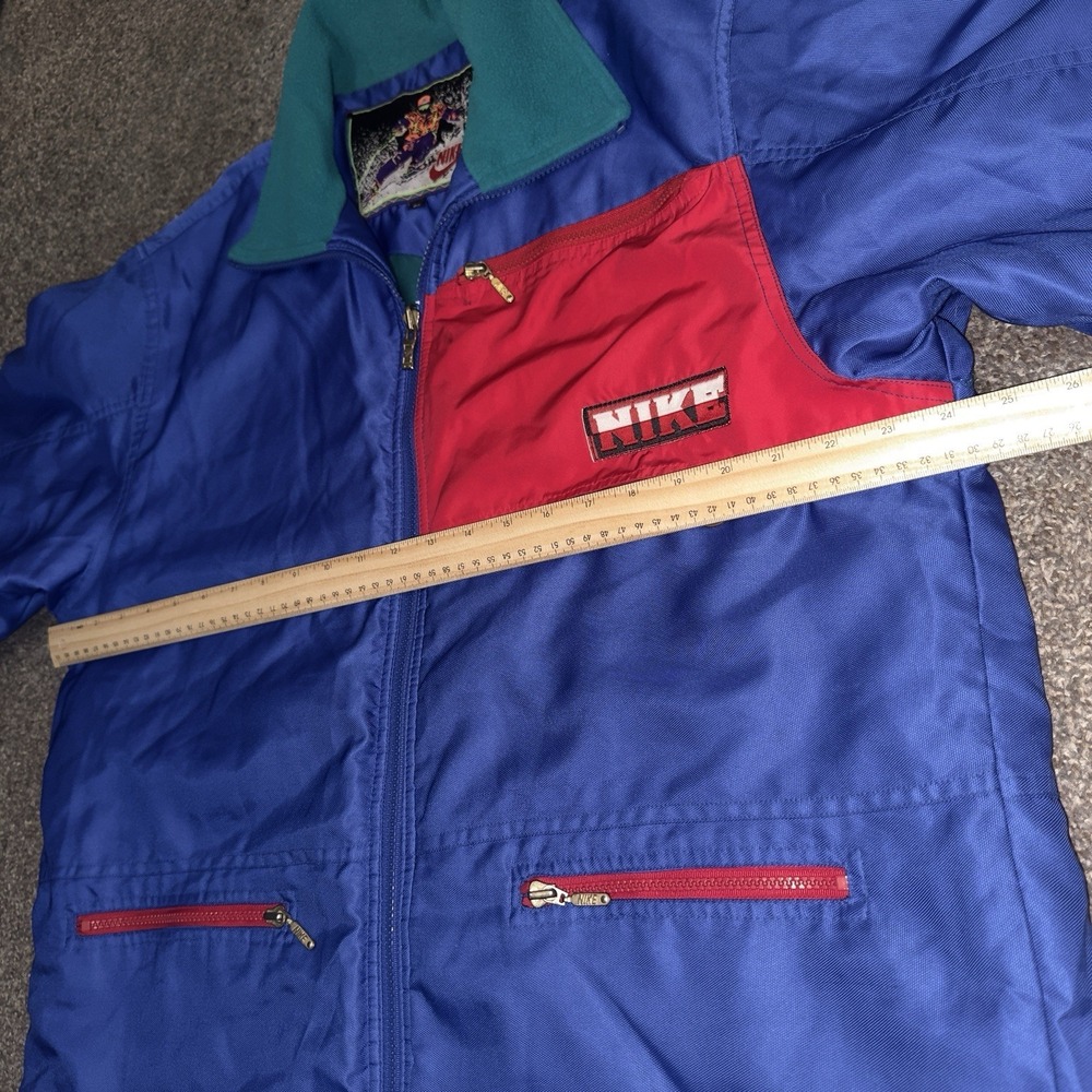 Vintage Nike Jacket Mens Medium Blue Red Ski Snow Windbreaker 90s YKK 95 - Picture 6 of 16